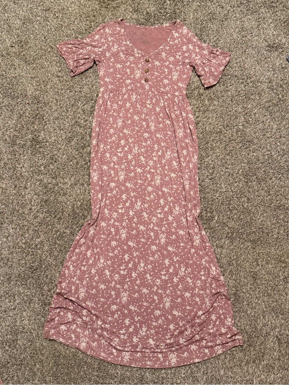 BeMaternity Mauve Floral Maxi Dress with Button Front